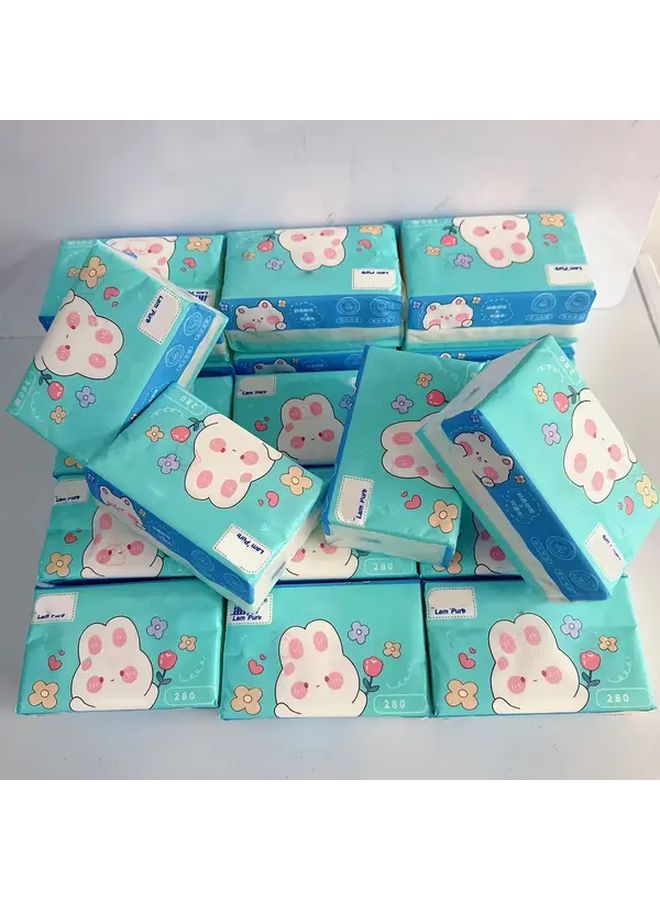 ورق مناديل ناعم بخمس طبقات مطبوع برسوم كرتونية لطيفة بألوان عشوائية 280 ورقة خالي من الصبغات وغير مسبب للحساسية - Image 5